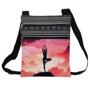 Sunset Yoga Messenger Bag Small Ethnic Pattern Printed Adjustable Strap new